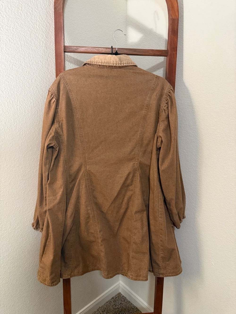 Tan Denim Mini Western Button Front Shirt Dress Size Large NWT - Picture 4 of 5